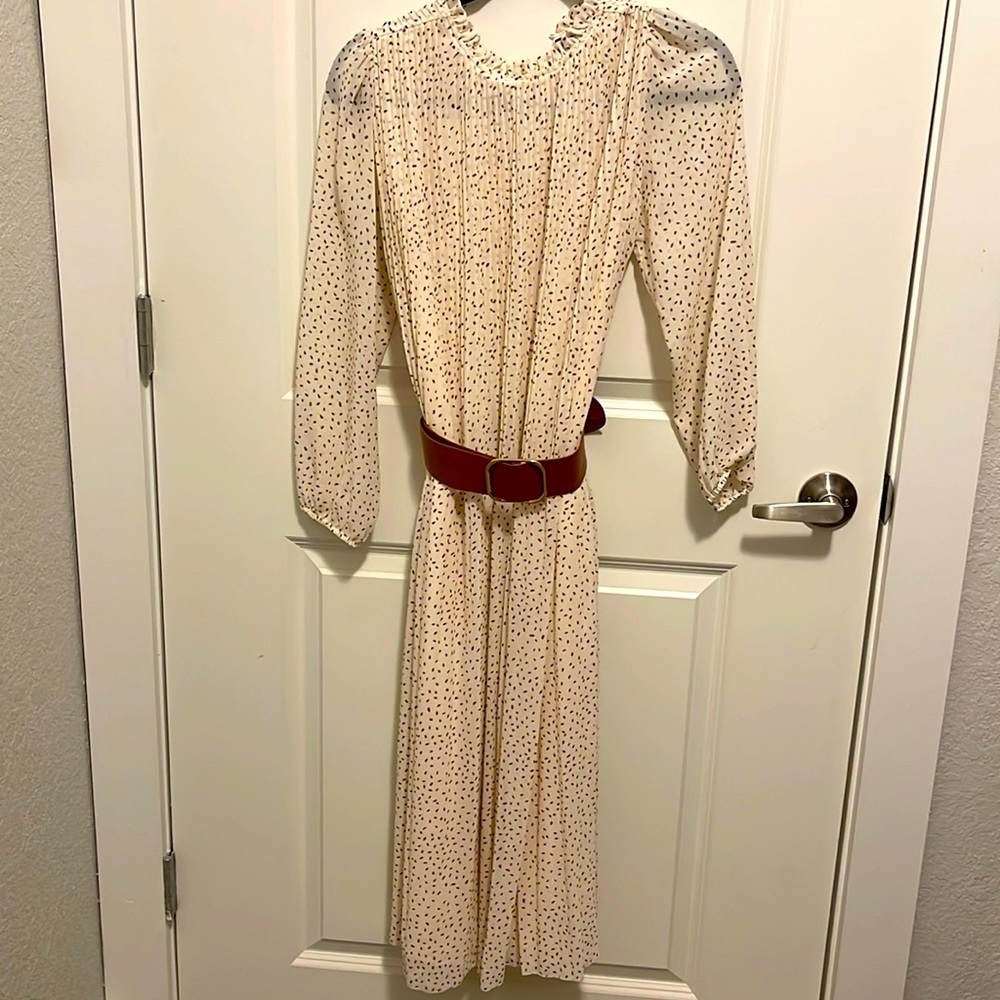 Zara midi georgette dress with belt, size -Small